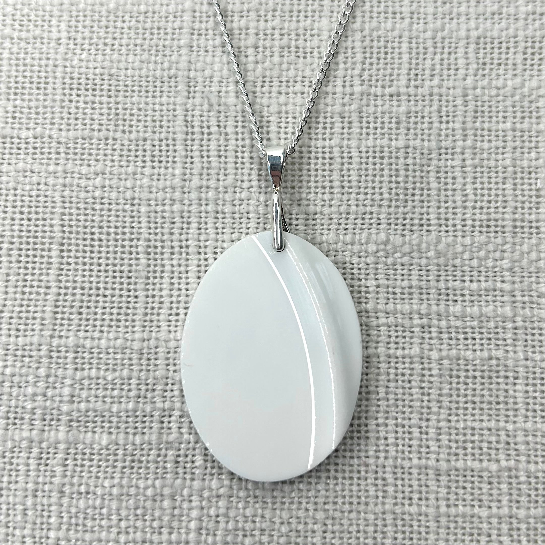 1960’s Royal Standard Oval Pendant Necklace Sterling Silver