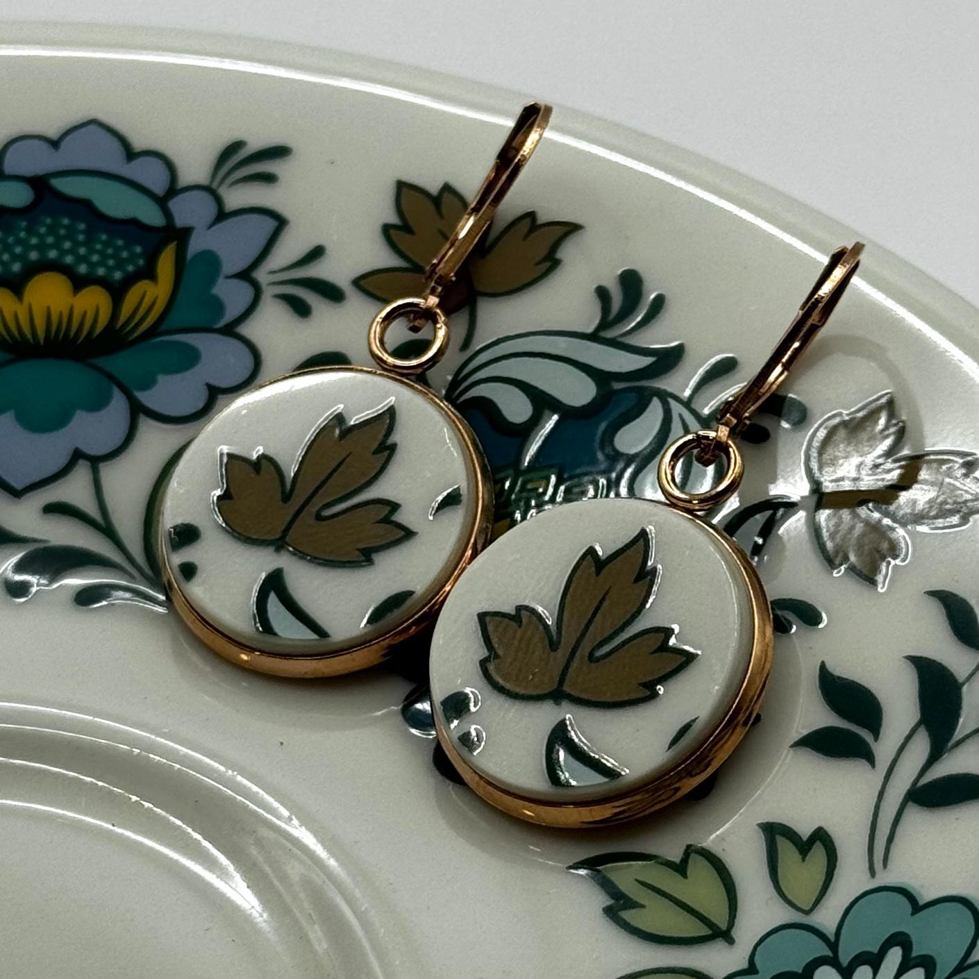 1970s Royal Doulton Huggies Reclaimed Vintage China Earrings Rose Gold