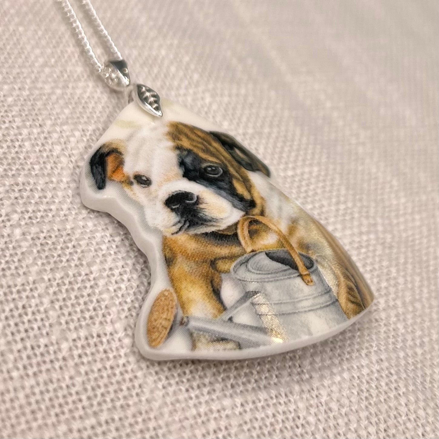 Sterling Silver English Bulldog Pendant Necklace