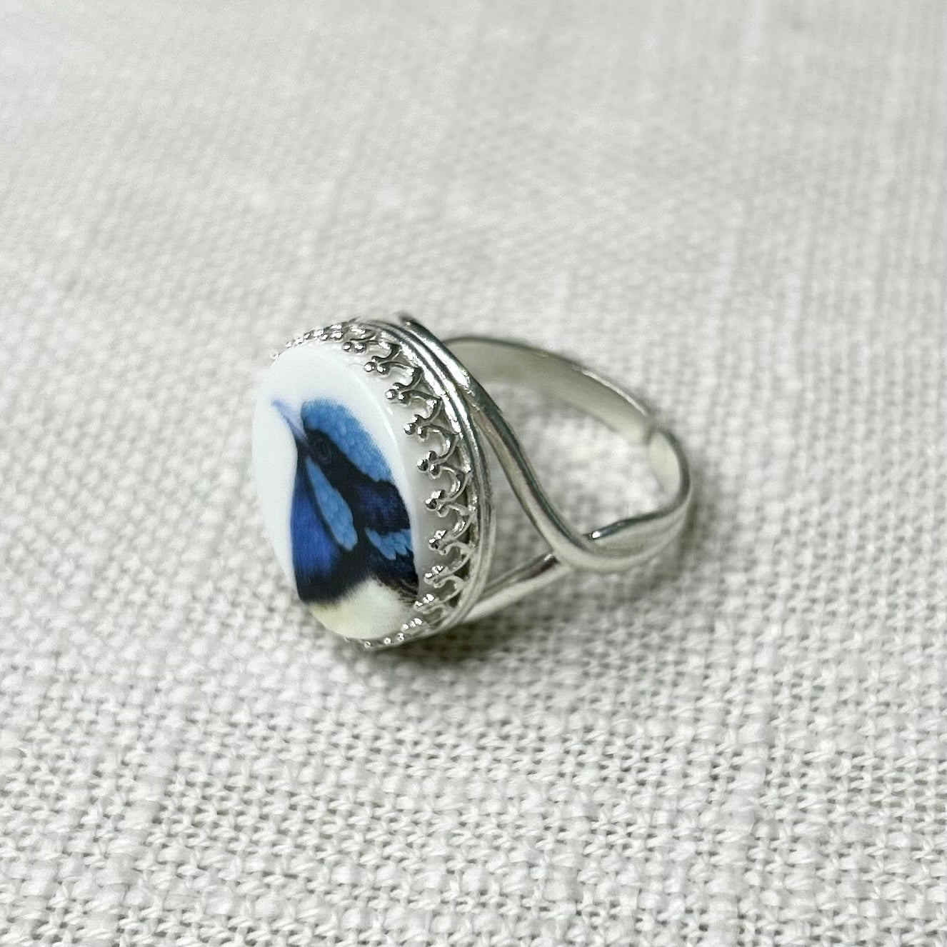 Sterling Silver Blue Fairy Wren Ring