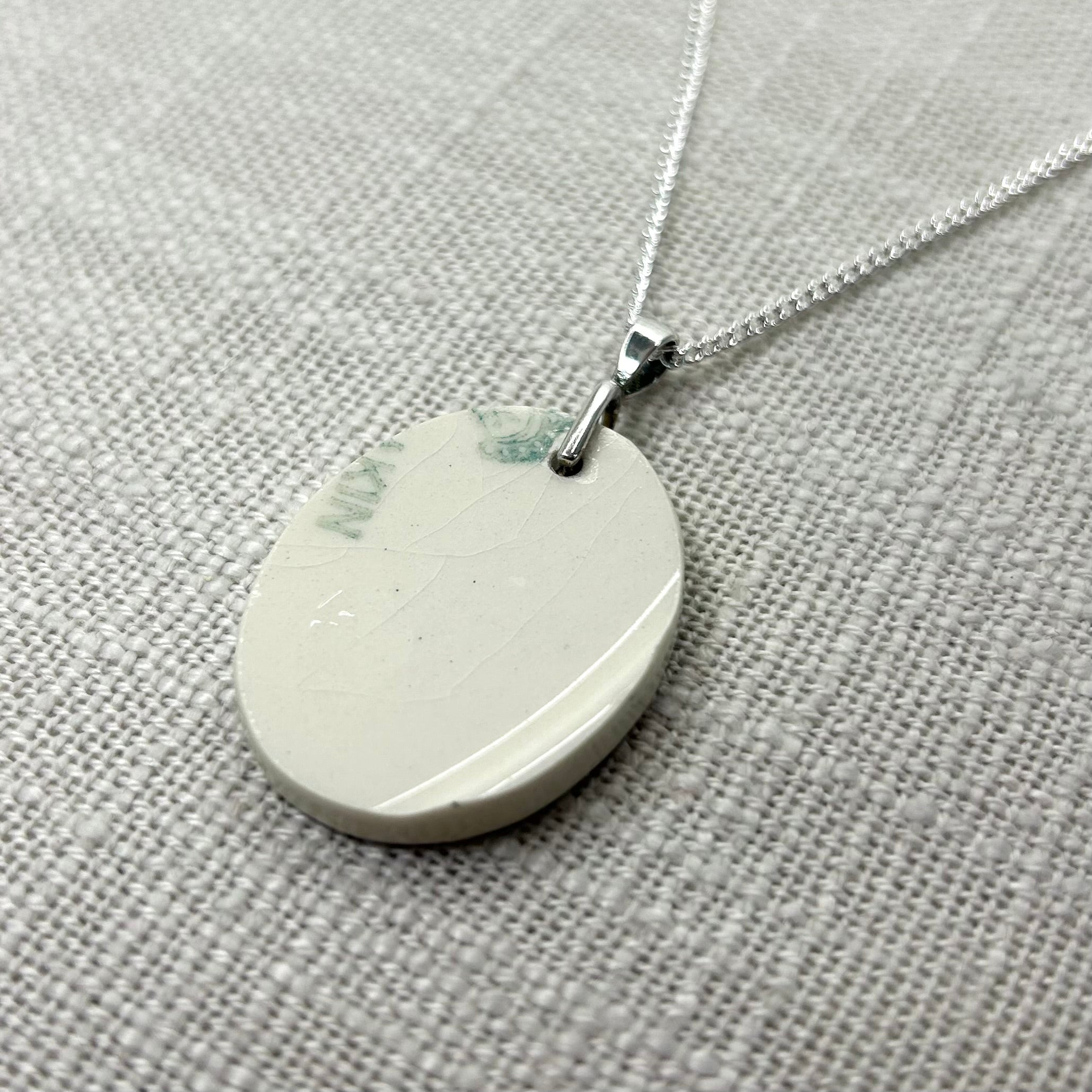 1950’s Alfred Meakin ‘Cherry Ripe’ Oval Pendant Necklace Sterling Silver