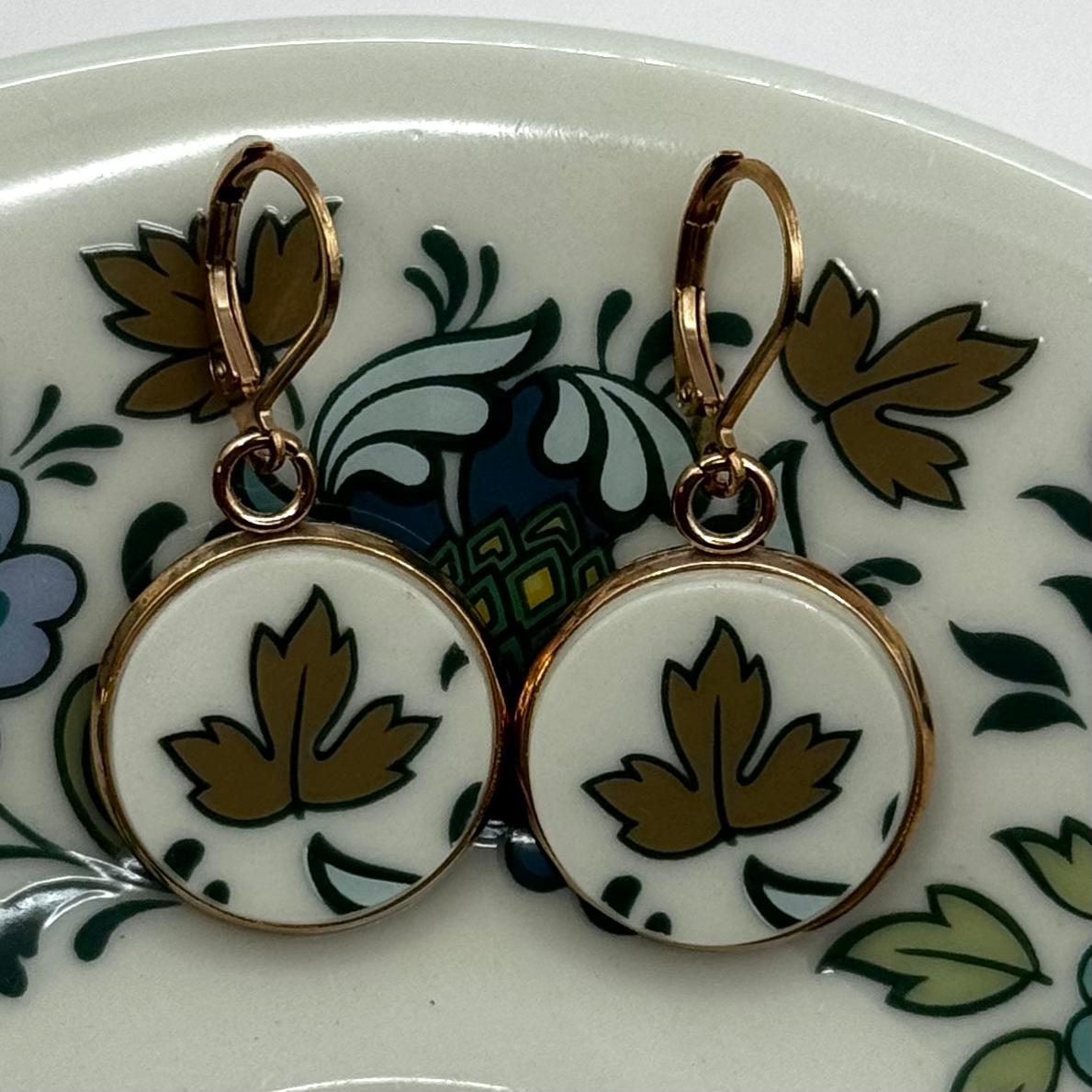 1970s Royal Doulton Huggies Reclaimed Vintage China Earrings Rose Gold