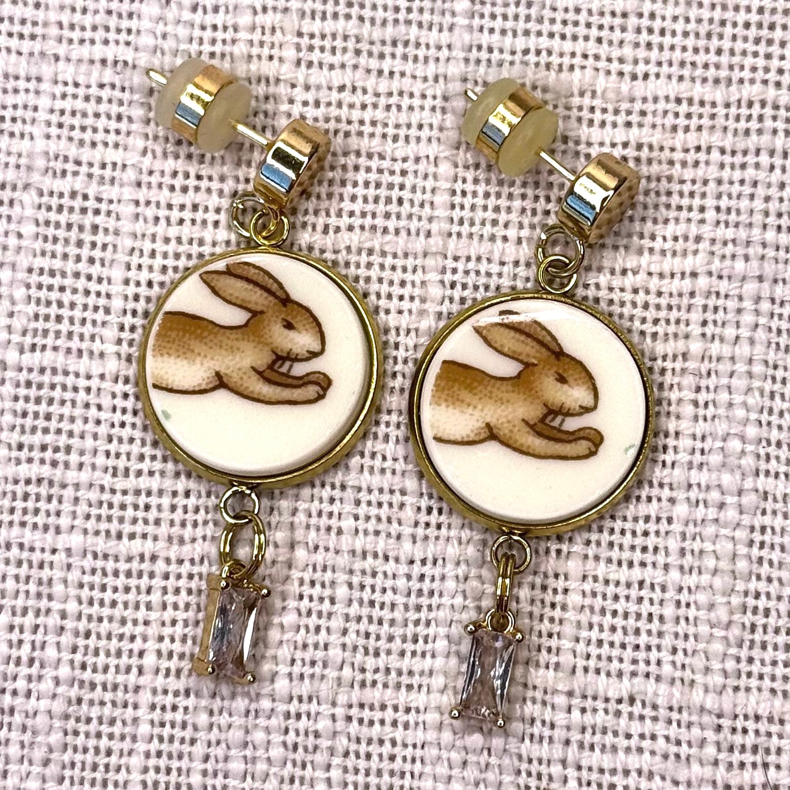 1970’s Royal Doulton ‘Bunnykins’ Stud Dangly Earrings Clear M