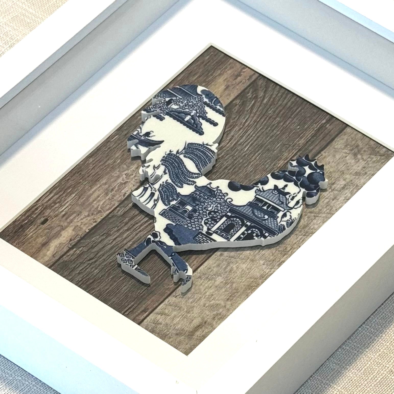 1960’s Rooster from Churchill ‘Blue Willow’ Framed Artwork
