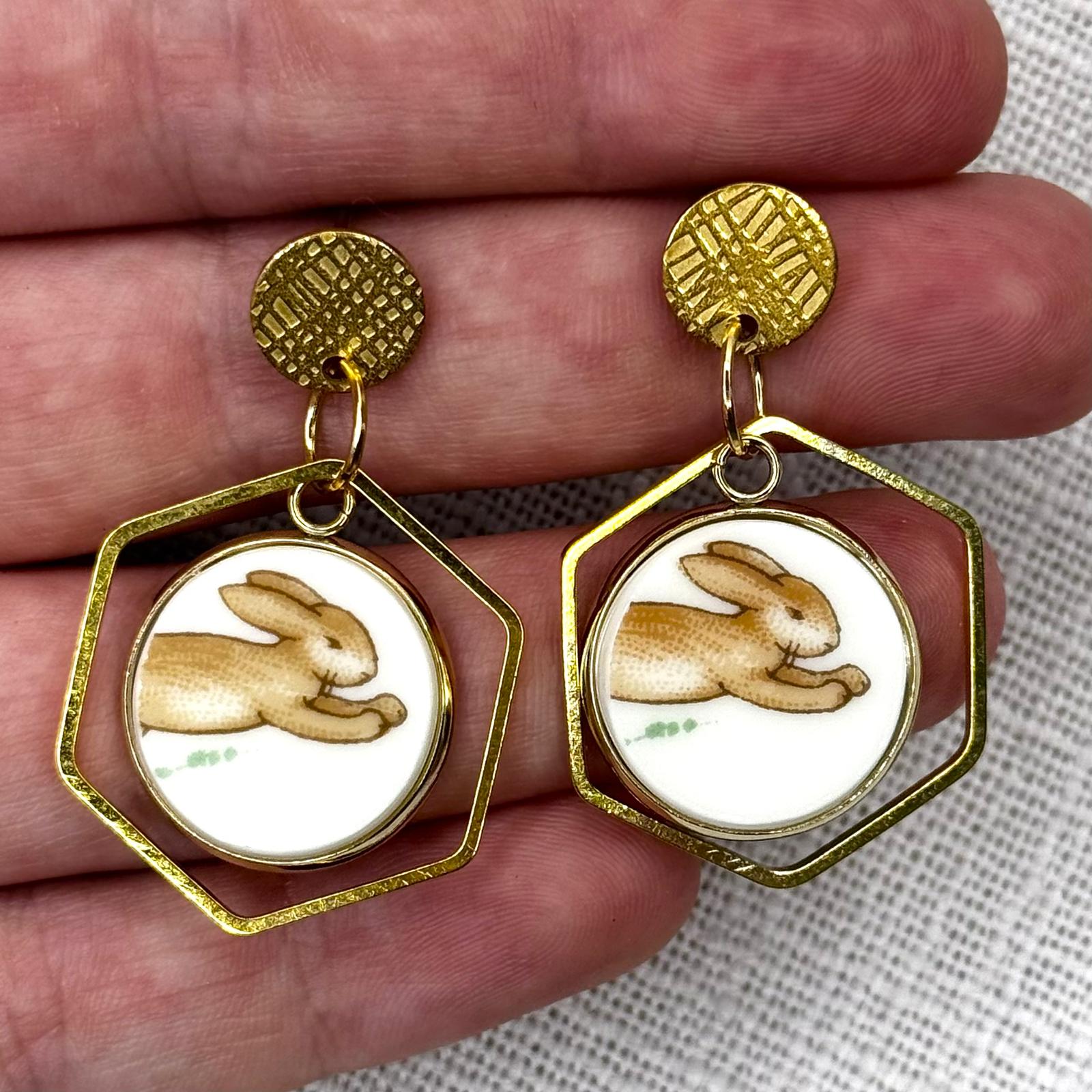 1970s Royal Doulton Bunnykins Stud Dangly Earrings