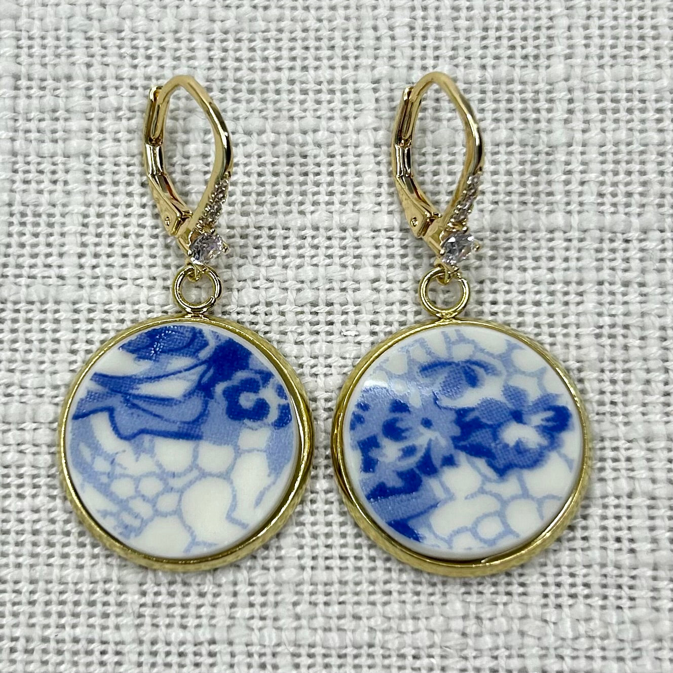 CZ Leverback Dangly Earrings Y