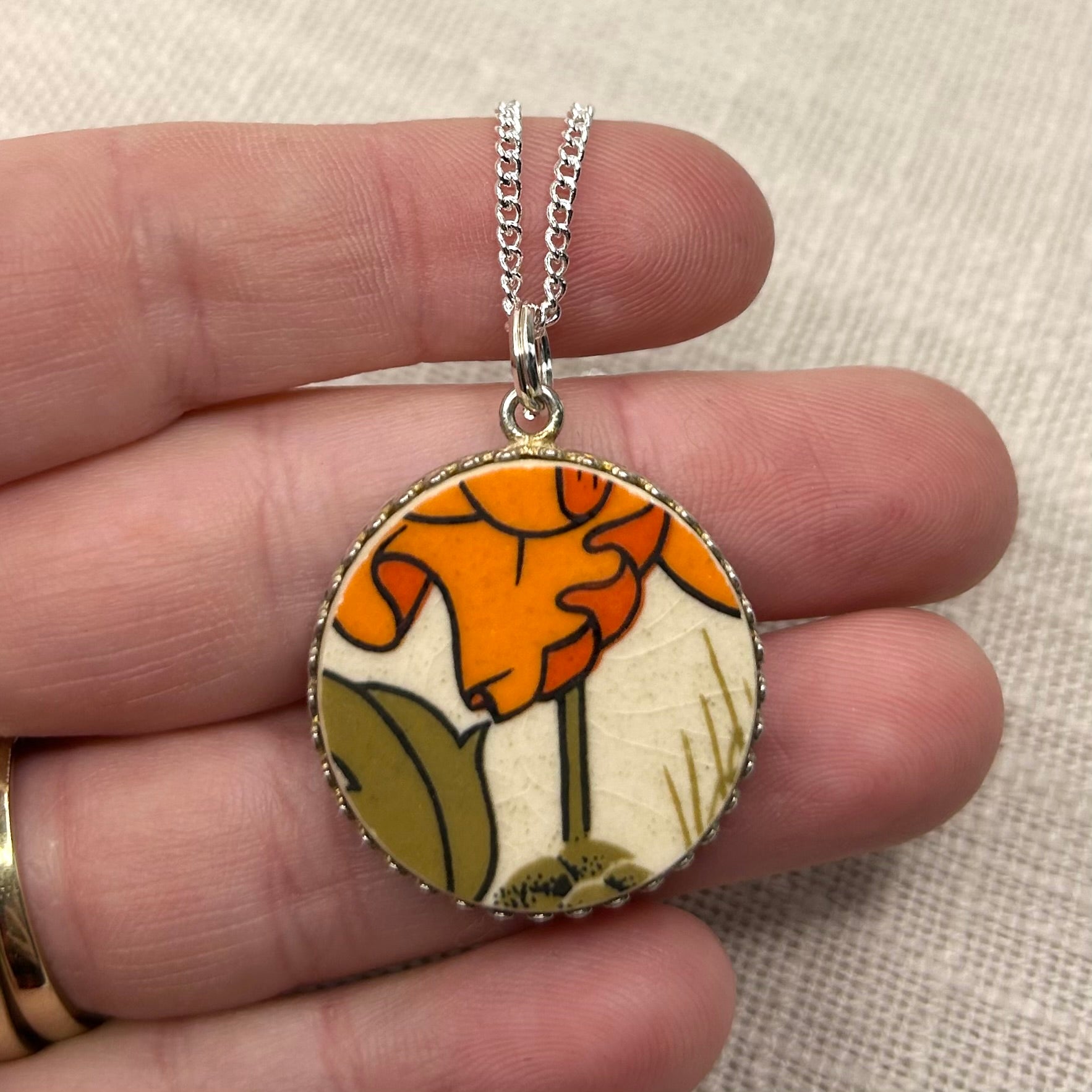1960/70’s Johnson of Australia ‘Poppy and Wheat’ Pendant Necklace Sterling Silver