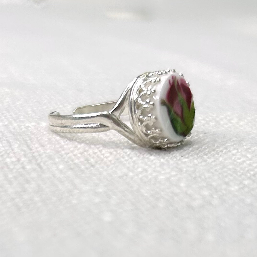 1962 Royal Albert ‘Old Country Roses’ Sterling Silver Adjustable Ring