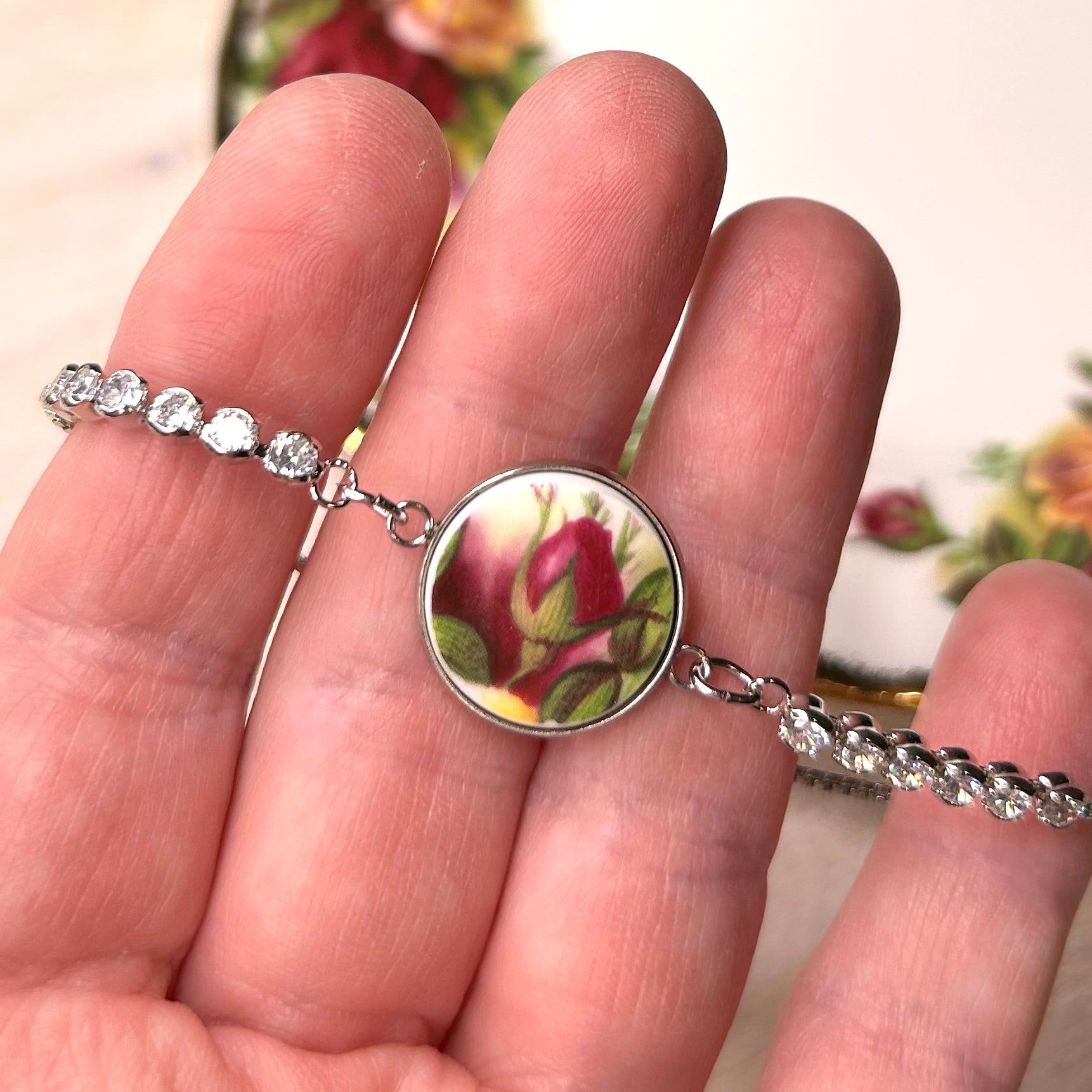 1962 Royal Albert ‘Old Country Roses’ CZ Bracelet P