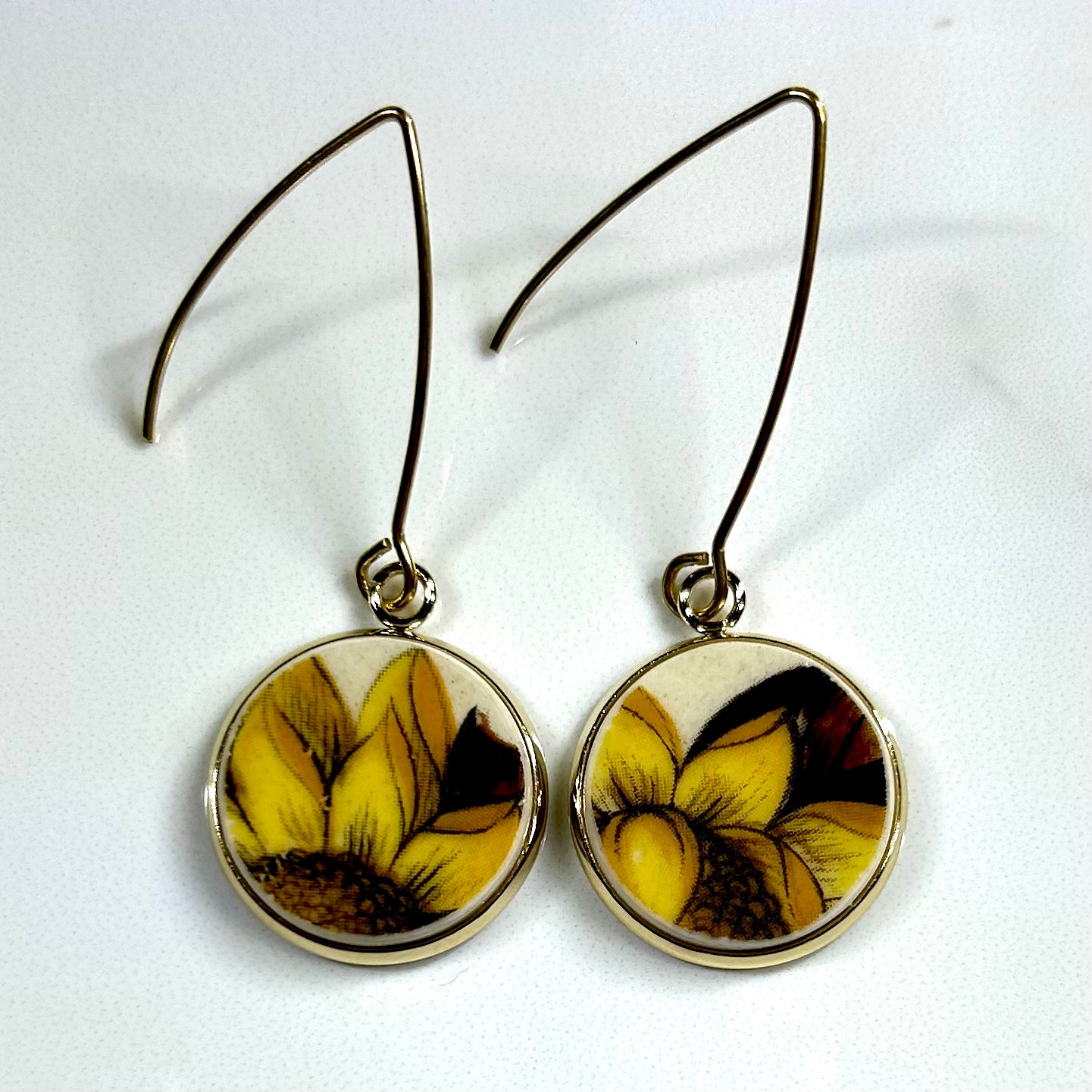 1960-70’s Sunflower Dangly Earrings YG