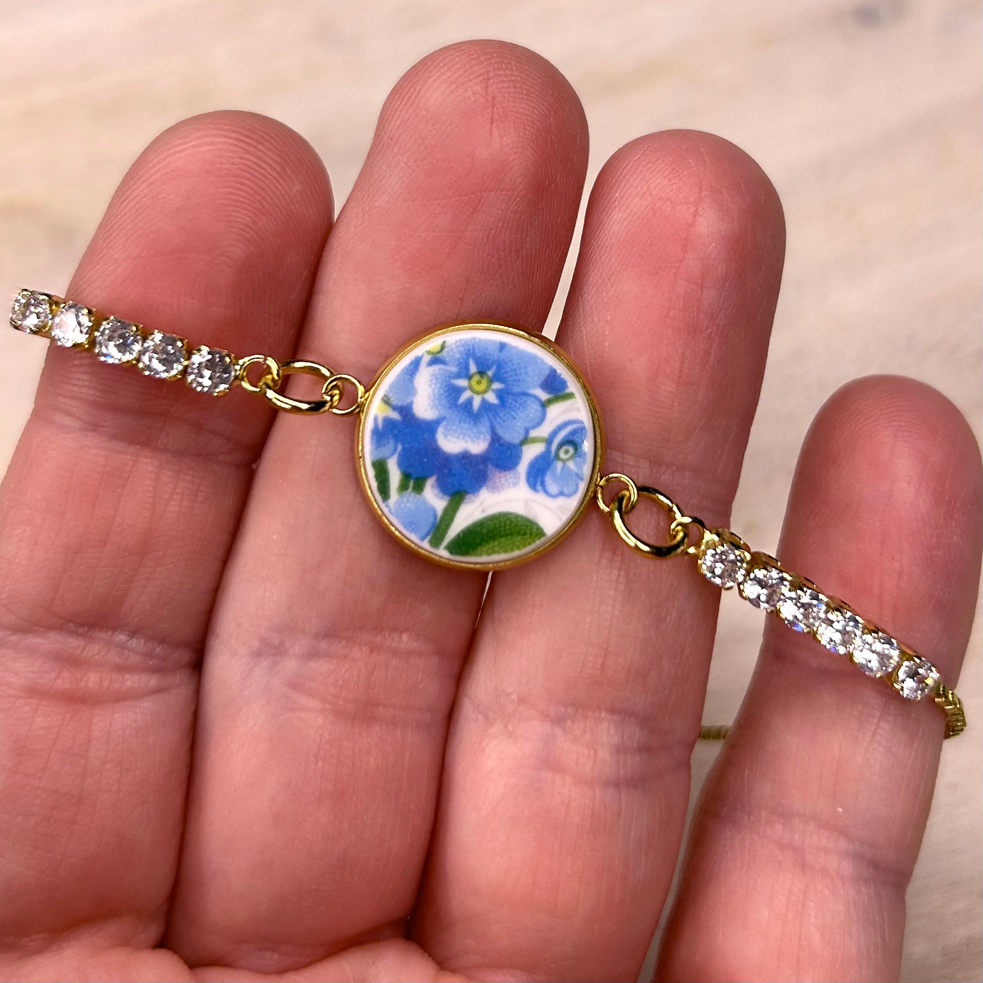 1950’s Queen Anne Forget-Me-Not CZ Bracelet