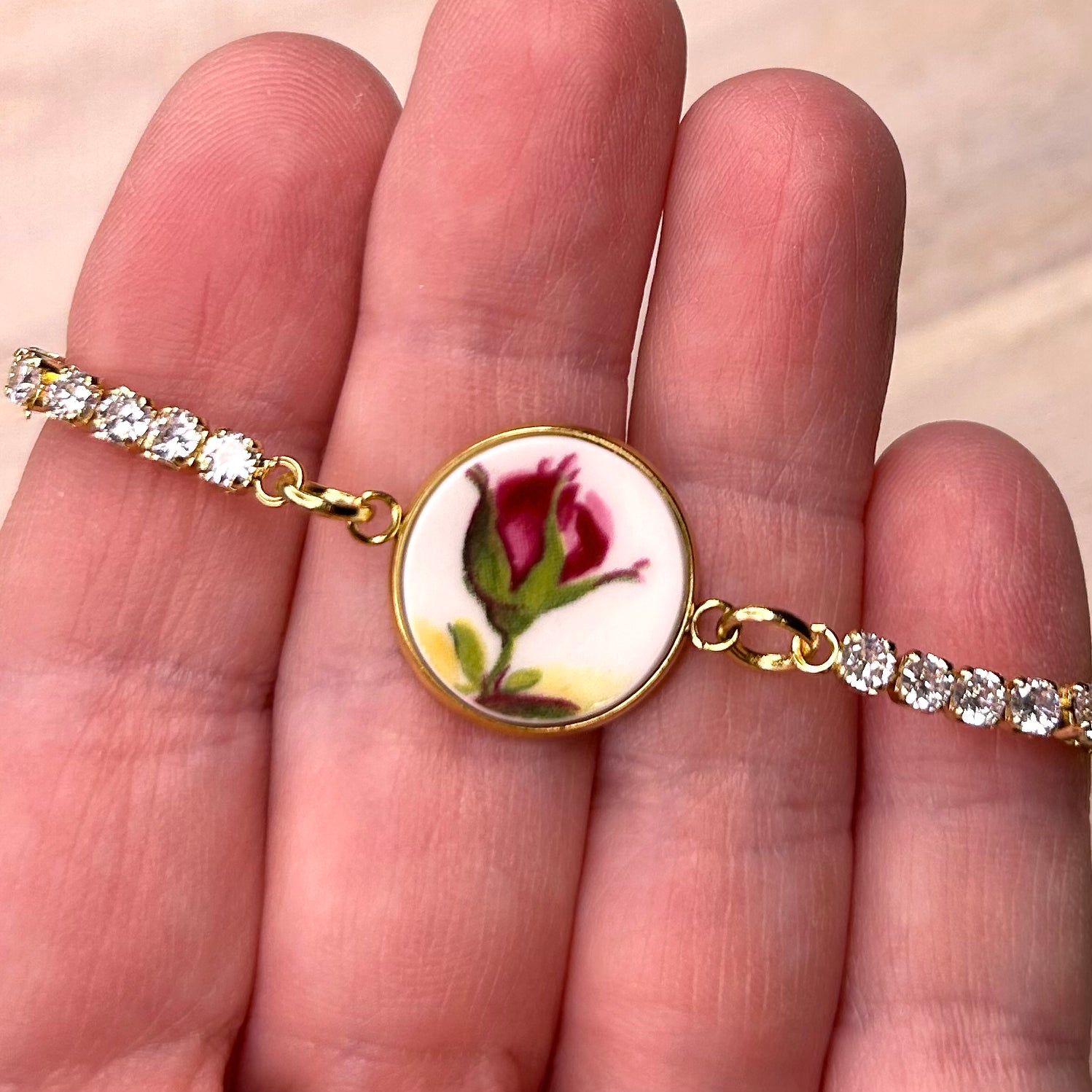 1962 Royal Albert ‘Old Country Roses’ CZ Bracelet Y