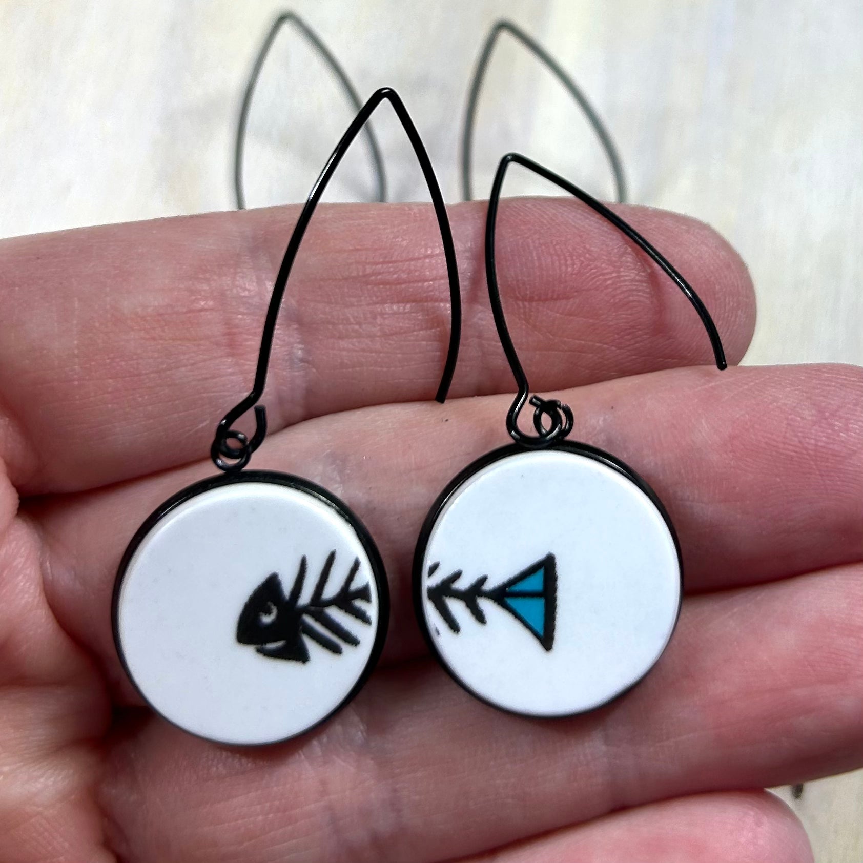 Fish Bones Dangly Earrings