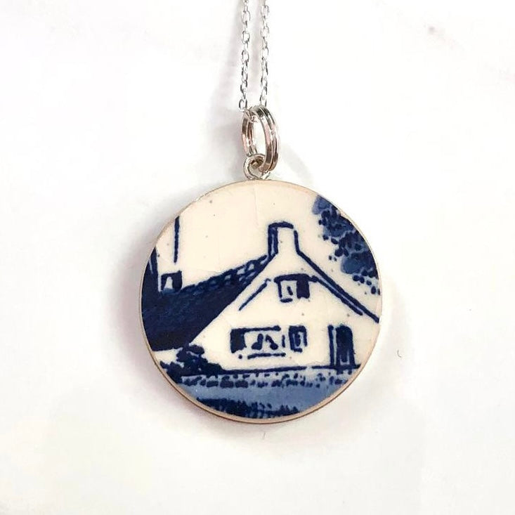 Sterling Silver Delft Delftware Pendant Necklace