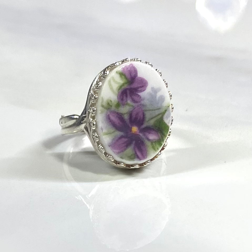 1966 Royal Albert Sweet Violets Ring Sterling Silver