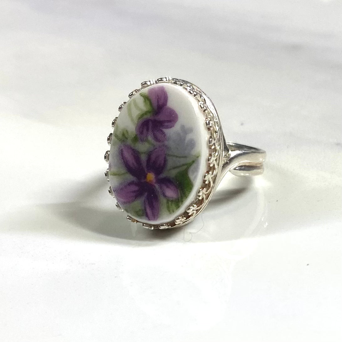 1966 Royal Albert Sweet Violets Ring Sterling Silver