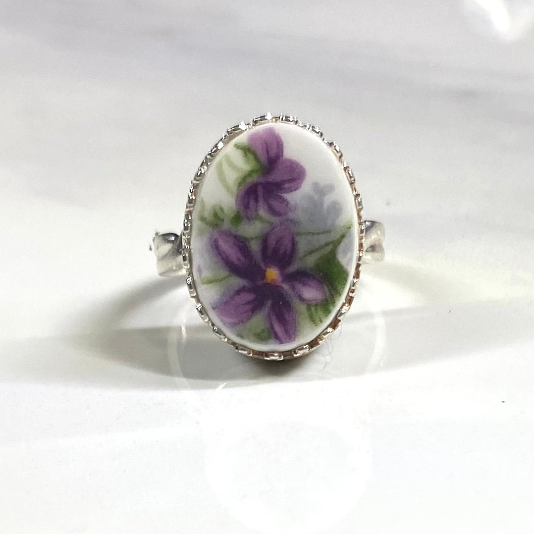 1966 Royal Albert Sweet Violets Ring Sterling Silver