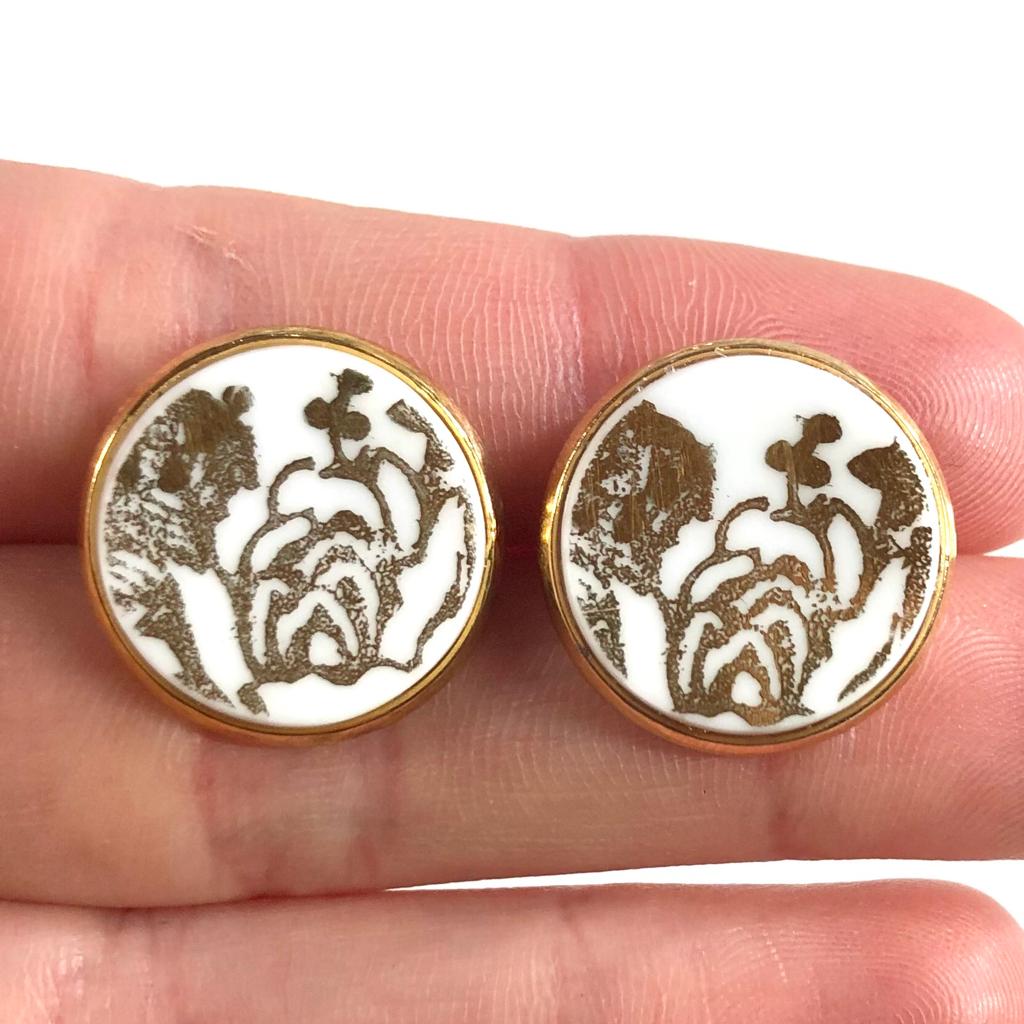 1950’s Royal Standard Gold Floral Studs Earrings