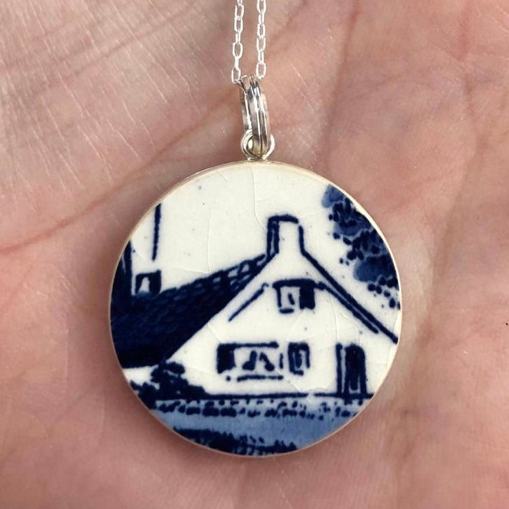 Sterling Silver Delft Delftware Pendant Necklace